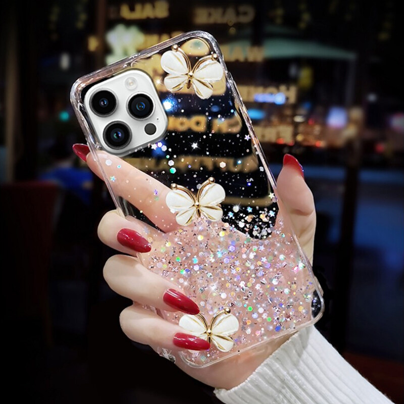 For iPhone 13 Pro Max Back Cover Luxury 3D Shiny Rhinestone