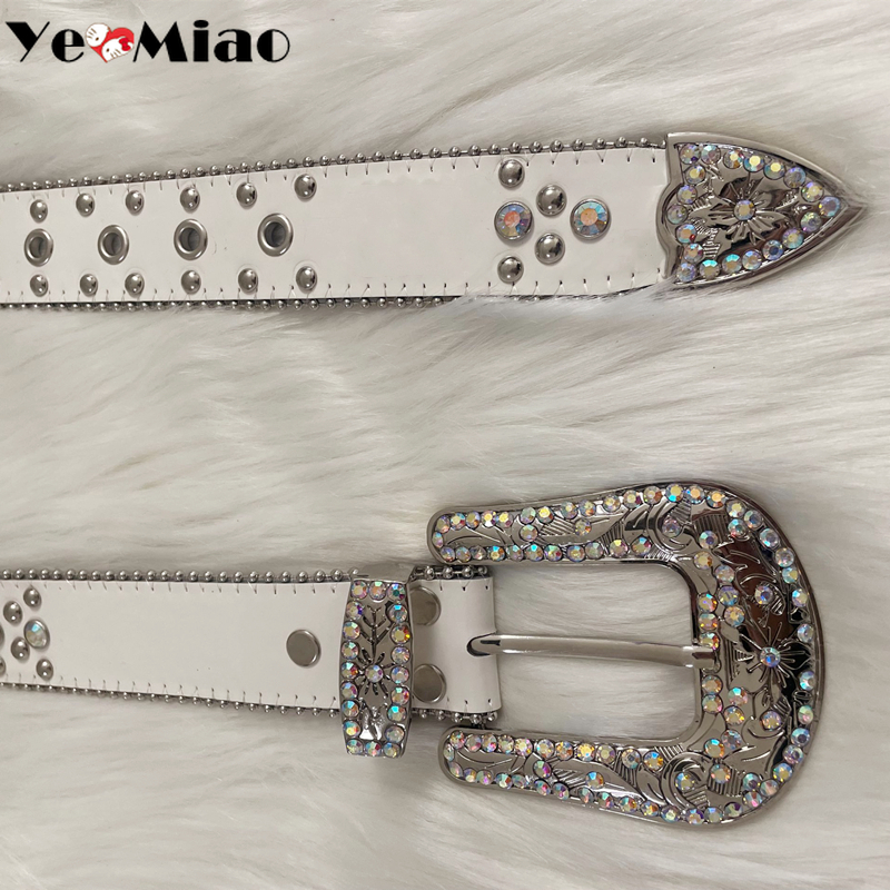 NOWISBB Women Luxury Designer Belts Punk Wide Waist Belts Korean Fashion  Diamond Rock Bling Strap Belt Y2K Women Belts for Dress