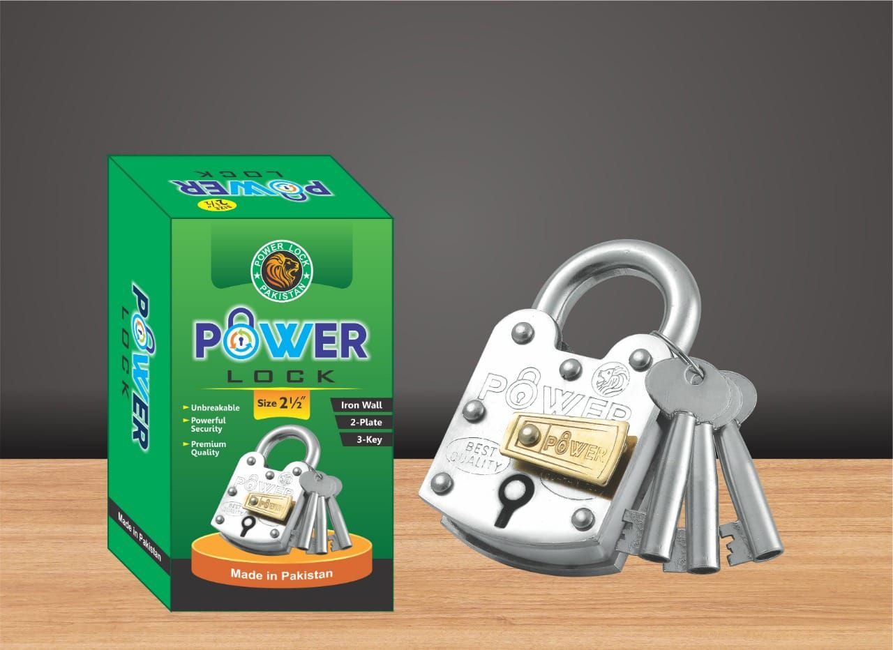 Power Lock 2-Inch Heavy Duty Steel Padlock with 3 Plates and 3 Keys ...
