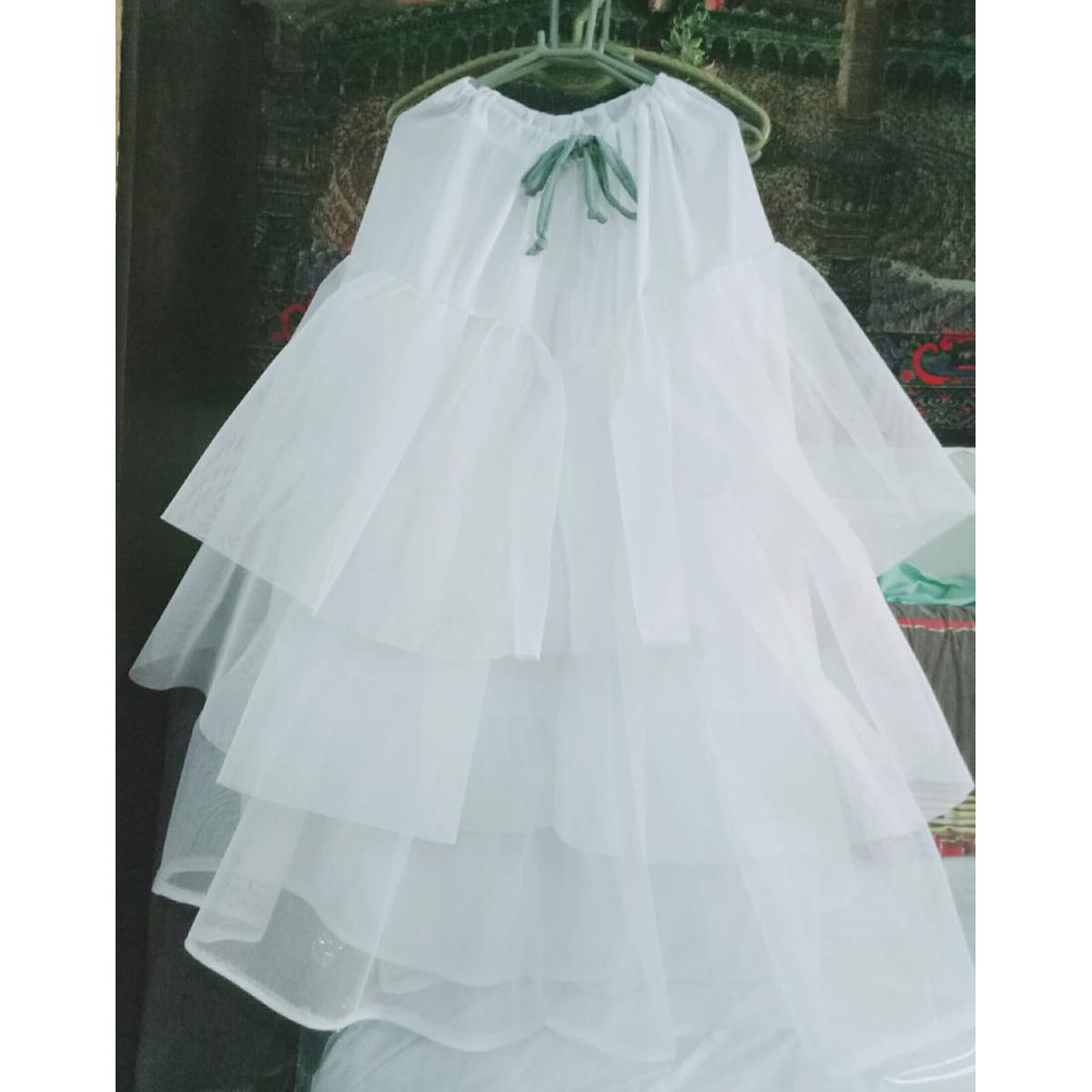 Cancan Skirt for Under Lehnga, Maxi, Frock. Sharara, 3 Big Frils Hard Cancan Net, Petticoat Jersey Fabric, Length Available 24 inches to 46 inches, Ghair 3.5 Guzz(Yards) 126 Inches