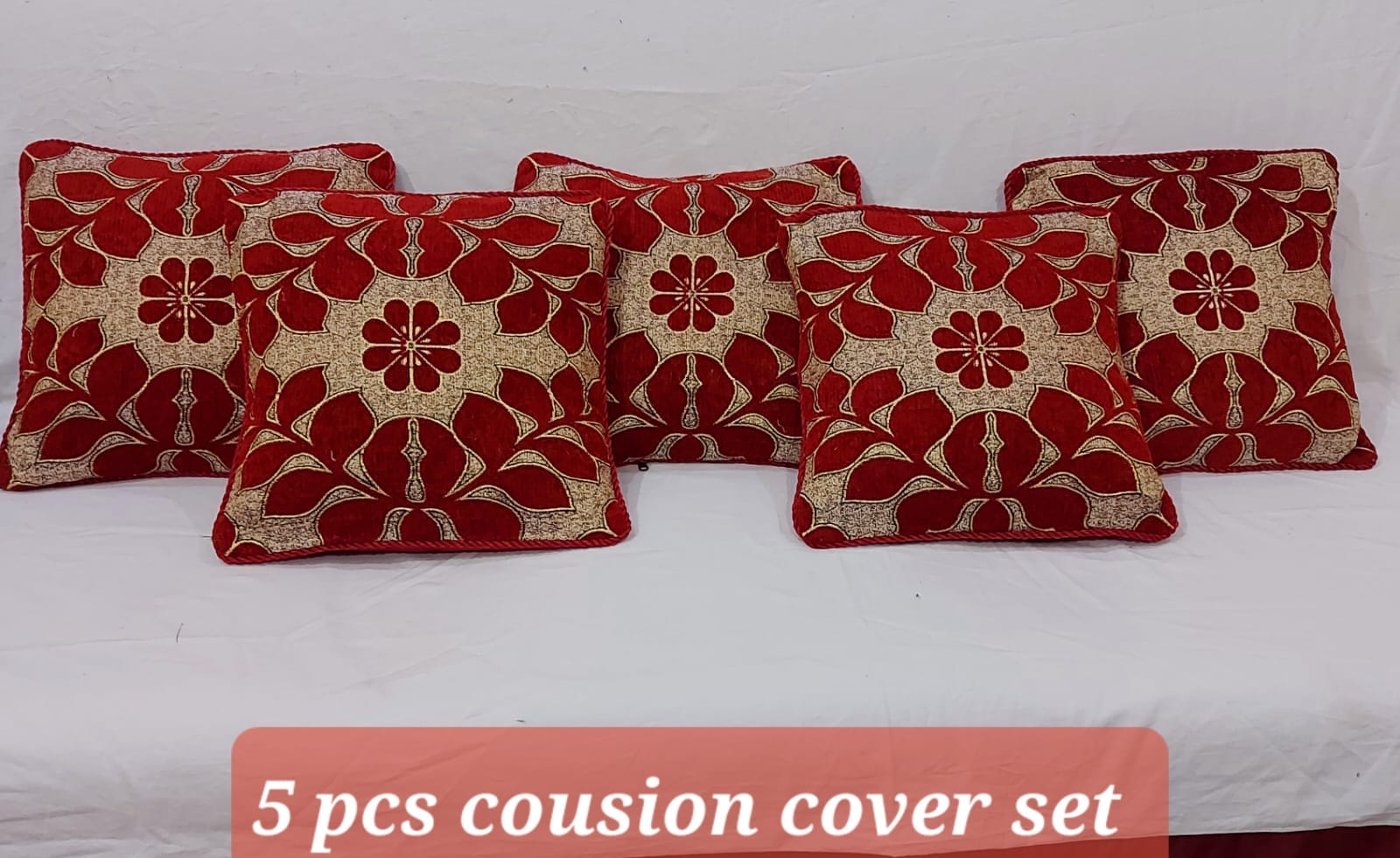 5-Piece Velvet Jacquard Cushion Cover Set Elegant and Durable
