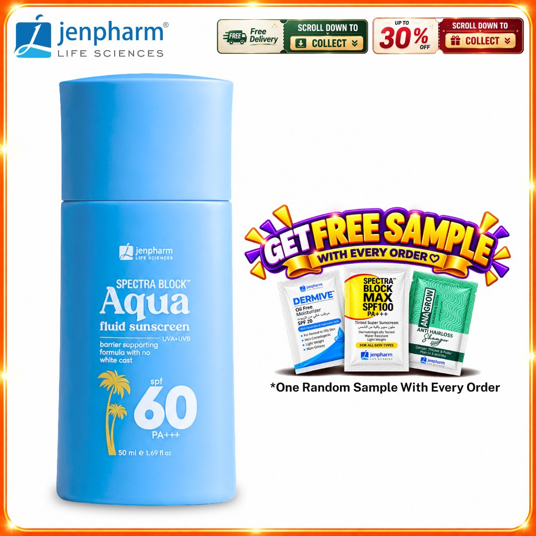 Jenpharm Spectra Block Aqua Fluid Sunscreen SPF 60 PA+++ 50ml | For Men & Women | For All skin Types