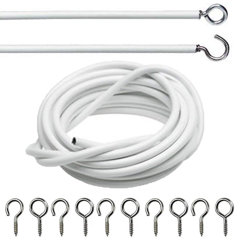 Curtain Spring Wire for Window and Door with Hooks, curtain spring wire pvc coated