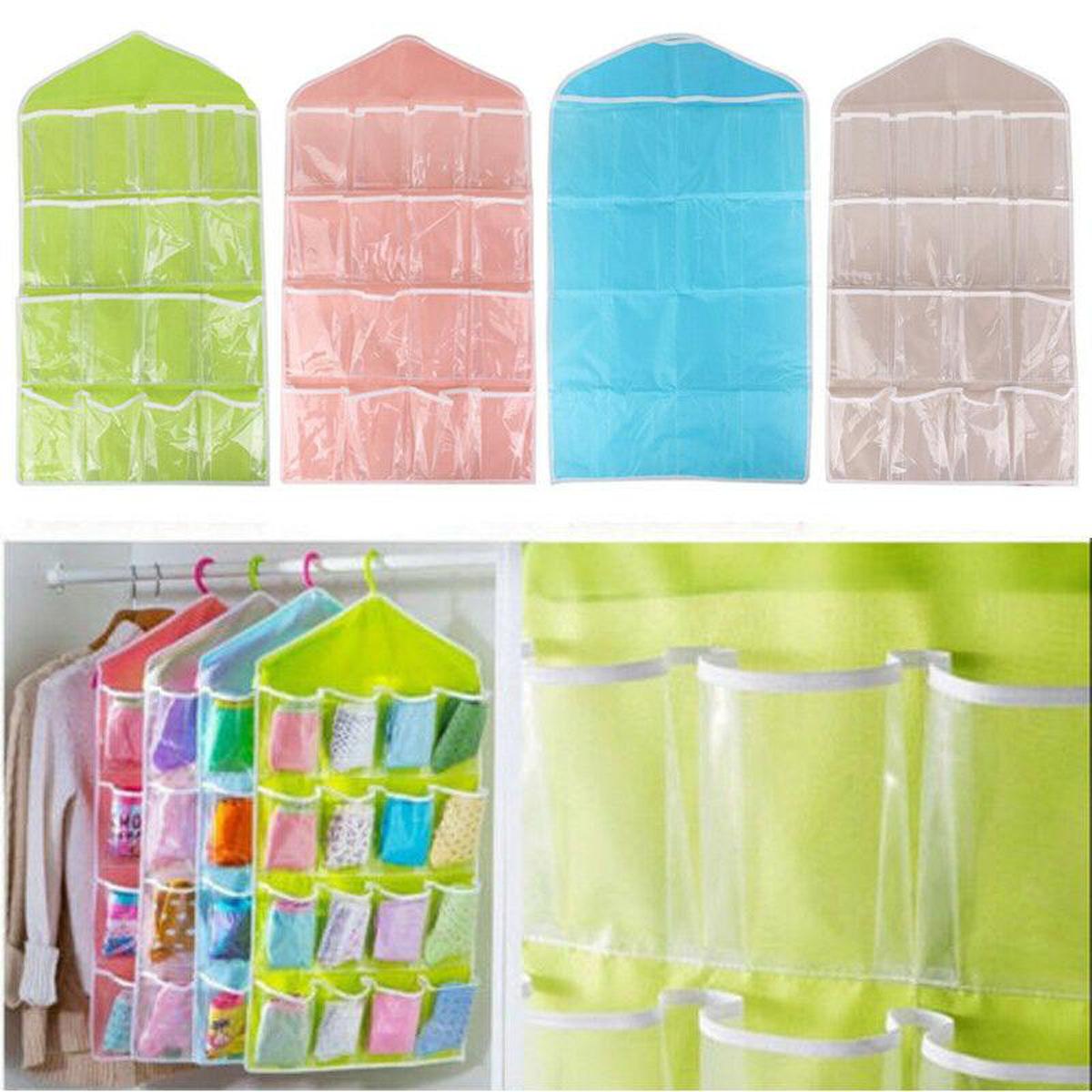 16 Pocket Kid Toy Storage Over Door Hanging Shoe Rack Hanger Bathroom Organizer Pouch Bags