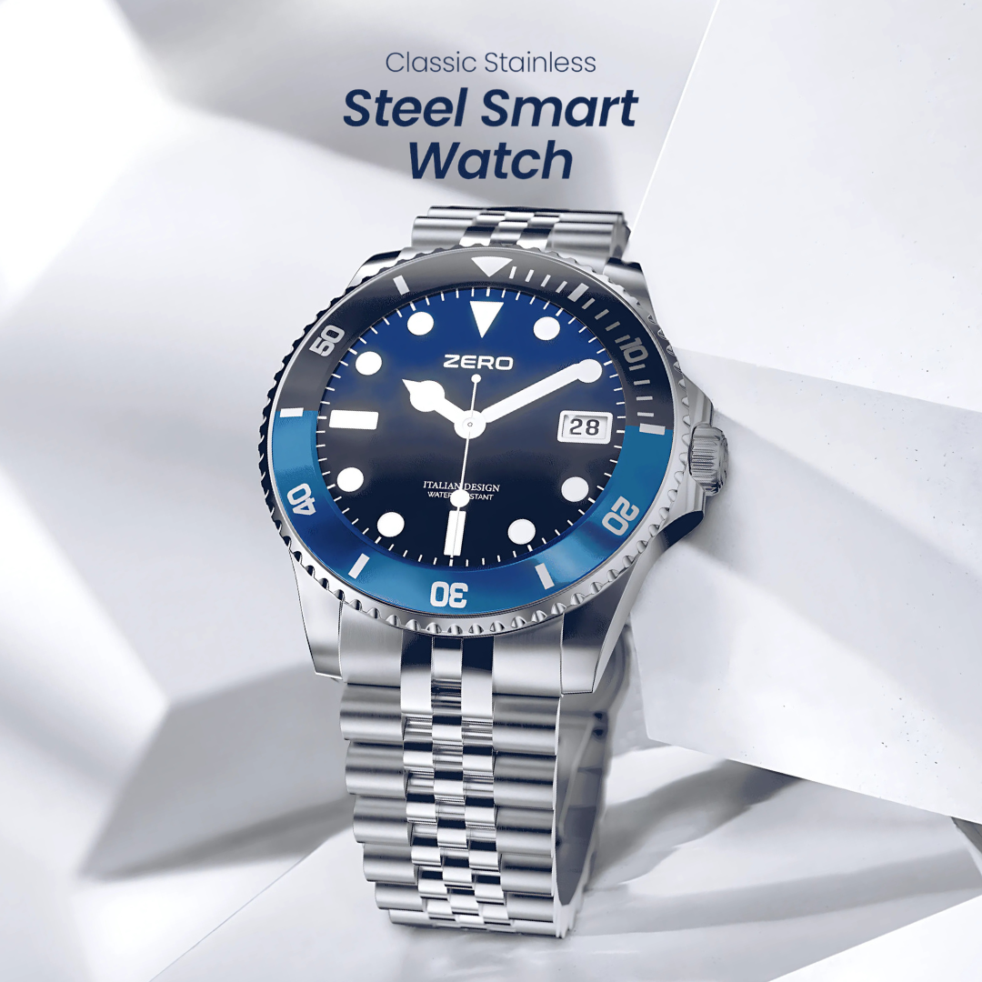 Zero® Regal Smartwatch 1.19" AMOLED Screen | Bluetooth Calling, 107 Sports Modes, Health Monitoring | Stainless Steel Case with Stainless steel chain strap | Best Price Smartwatch for Men, Women, IOS & Android Users