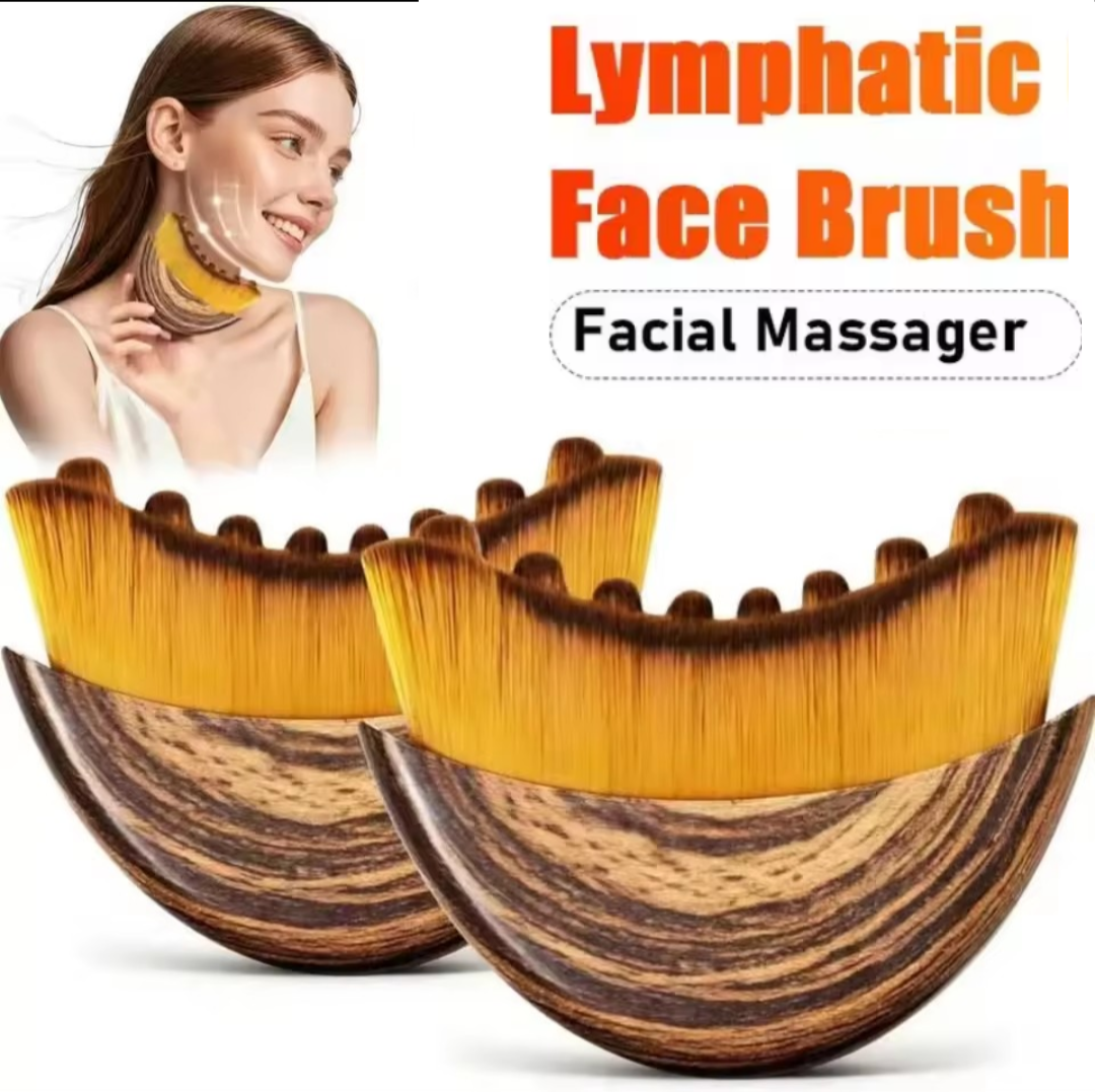 Lymphatic Contour Face Brush for Sculpting & Drainage_Soft Bristle Facial Massage Tool to Reduce Puffiness, Define Jawline & Boost Glow_Face Contour Lymphatic Massage Brush