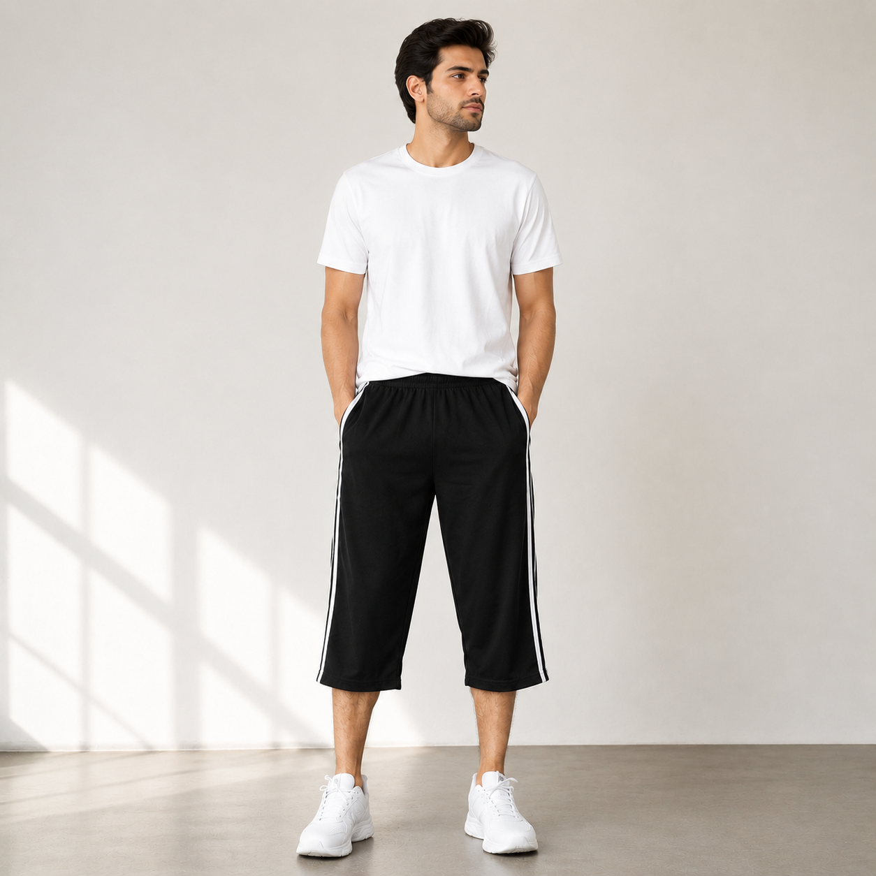 Faiz Garments | 1Pcs Premium Jersey 3 Quarter Shorts for Men – Lightweight Sports & Daily Wear