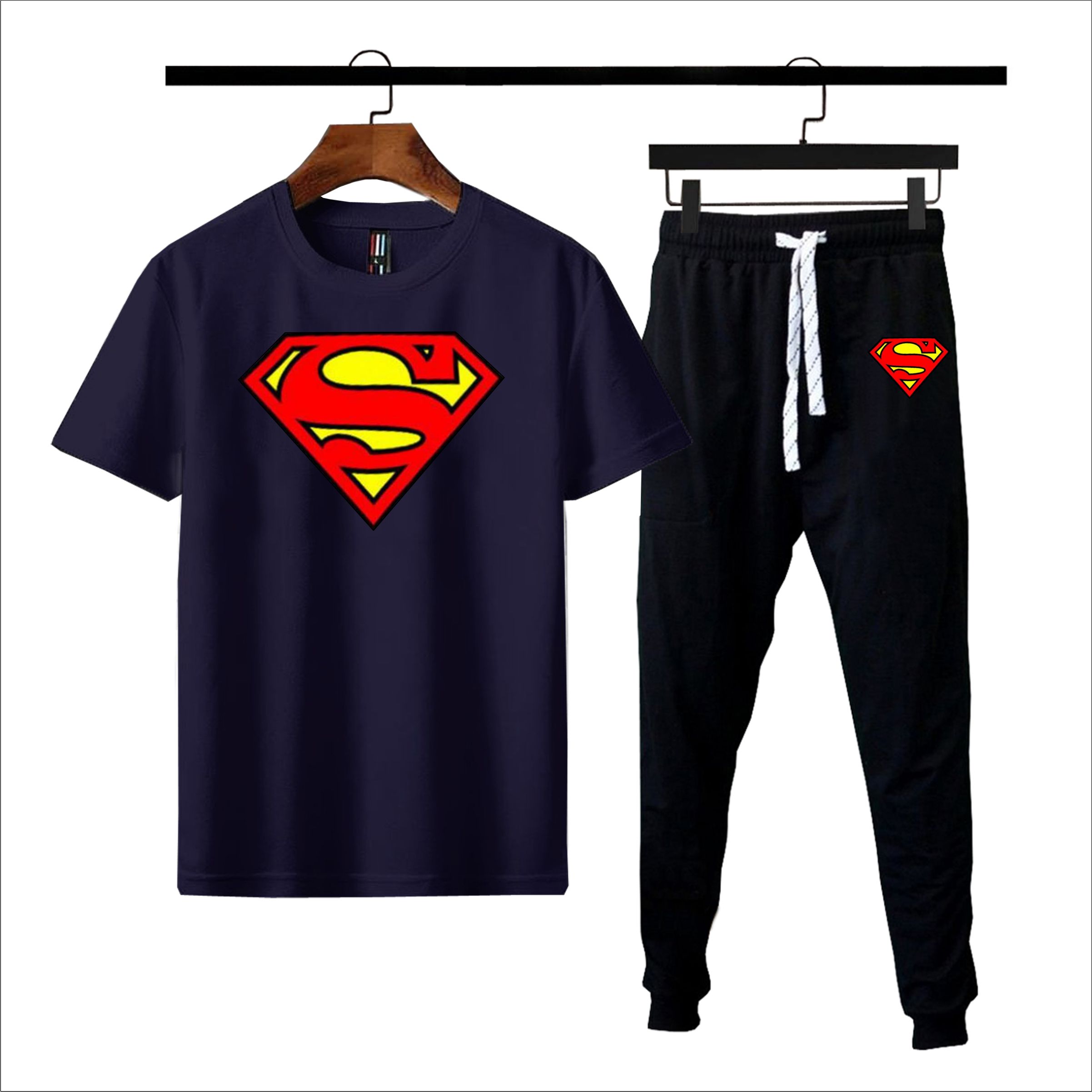 New stylish trendy superman printed summer tracksuit for men&boys Soft & Comfy Fabric Summer Printed Tracksuit recommended article -black