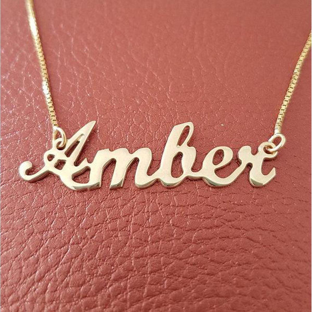 Amber store name necklace