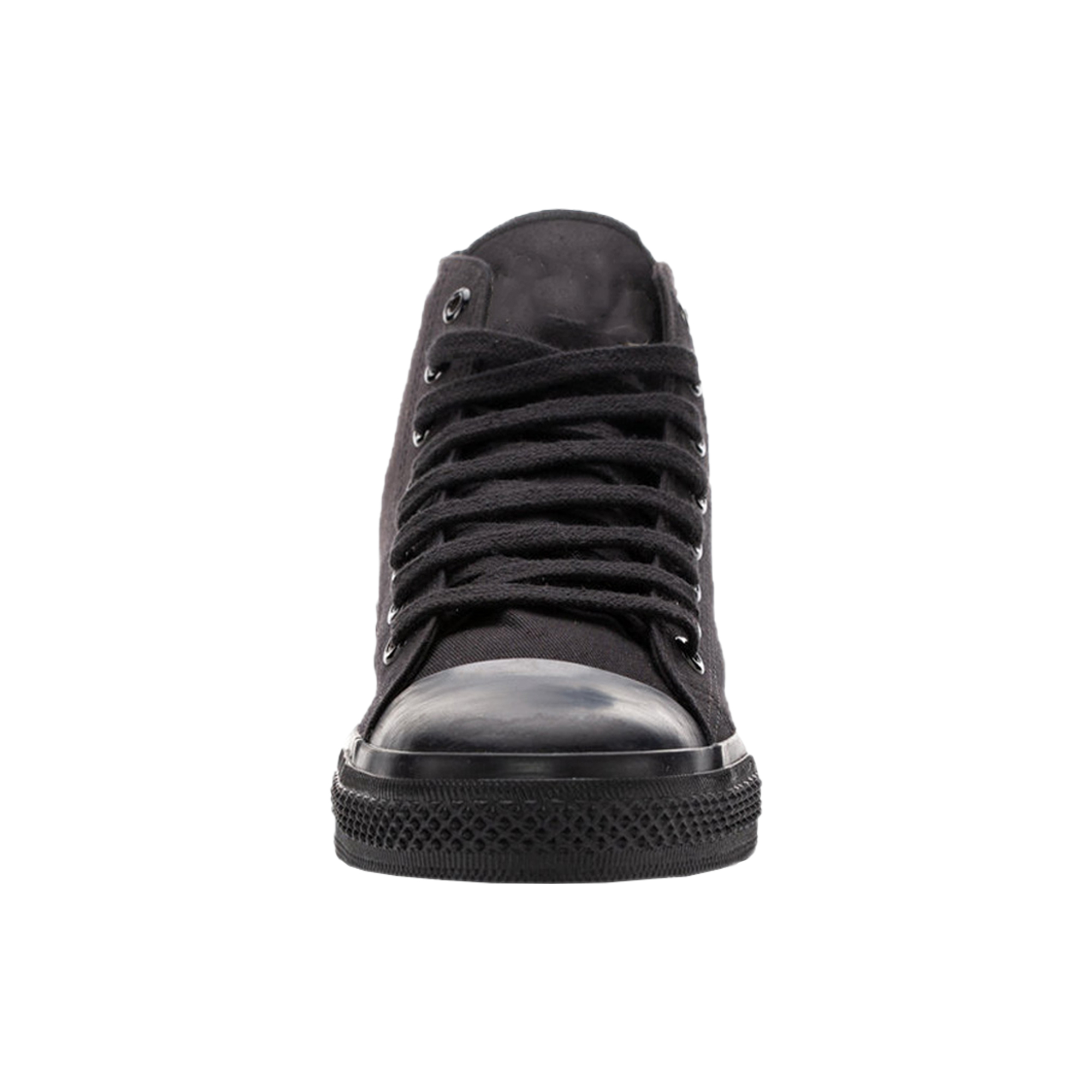 Full Black Hi-Top With Black Cap Canvas-Sneaker Hand Made Custom Vulcanized Sneakers Shoes