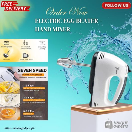 Electric Egg Beater Machine - Powerful Hand Mixer for Cake, Cookies, and Muffins - hand blender - blender machine -Efficient Egg and Cream Mixer-High-Speed Mixing Machine with Multiple Attachments- Id
