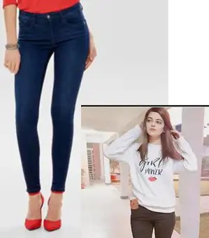 navy blue jeans girl