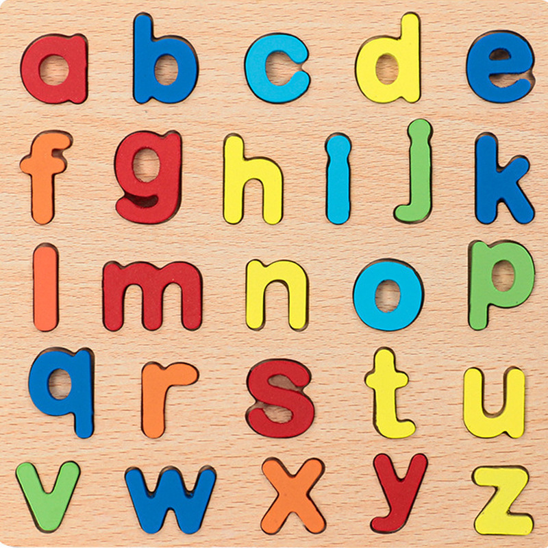 Educational learning letters numbers toy Alphabet Wooden Puzzle wooden matching game kids puzzle wooden boards