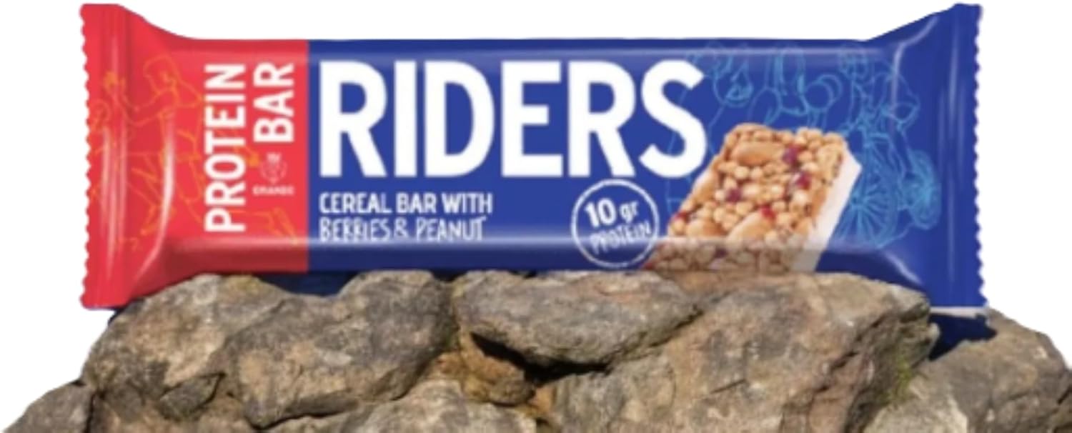 Riders Protein Bar With Cereal Berries & Peanut 40g Multi Flavours Box of 24 Bars