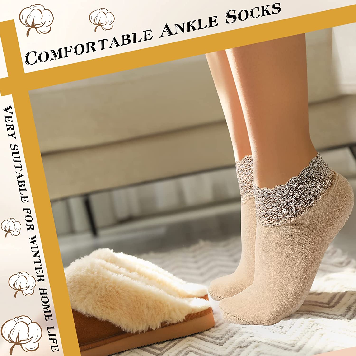 Socks for Women Mid Tube Cotton Wool Blend Breathable Soft and Comfortable