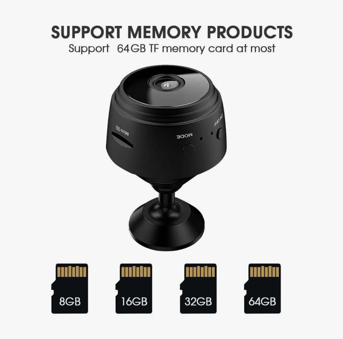 WiFi Mini HD Camera 1080p 2 Mega pixel Camera Lens Upto 128 GB Memory Card Supported Wireless Video And Video Recorder  Security Monitoring Camera Mini Portable Wifi Hd Camera