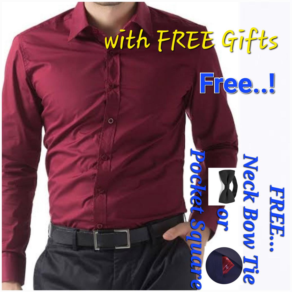 "Elevate Your Formal Look with a Maroon Cotton Dress Shirt for Men - Premium Quality - Finely Stitched"