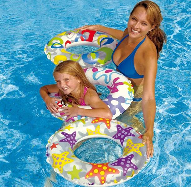 Intex 59230 / 59241 Recreation 20/24 Inch Lively Print Swim Ring Summer Fun Float Inflatable For Kids Baby Swimming Pool Ring Tube 3+ year age