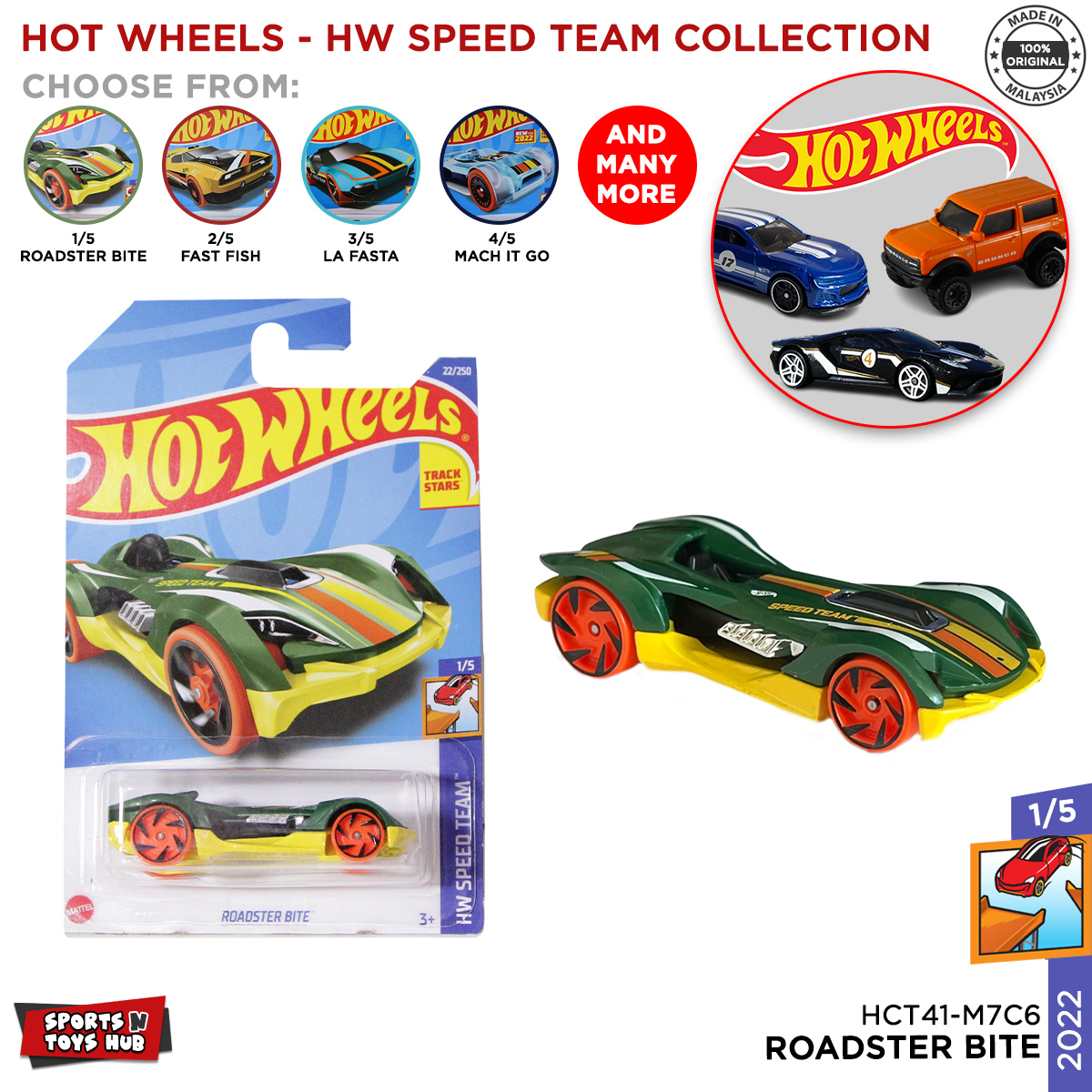 Diecast Hotwheels 2021,22 Hw Speed Team Die Series Roadster Bite