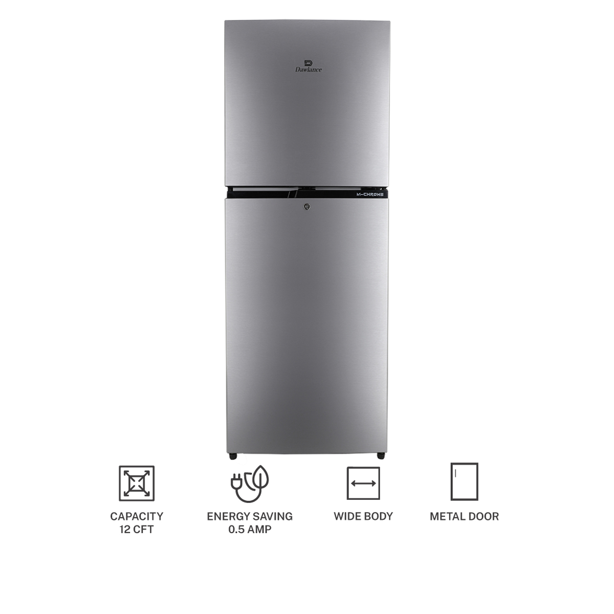 Dawlance Refrigerator 9173 WB M-Chrome/Metallic Silver/12 CFT/12 Years Warranty/Medium/Fridge/Freezer