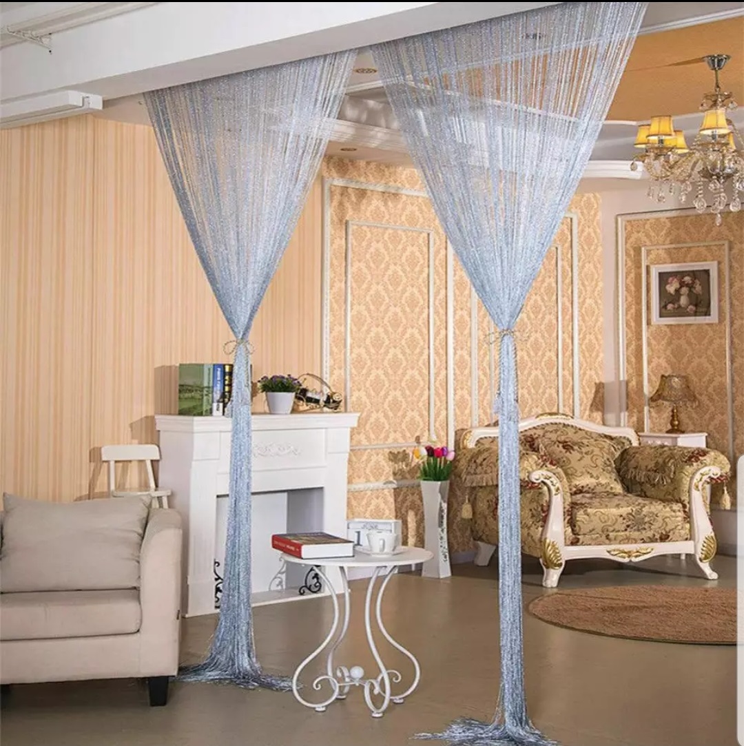 The Drawing Room-Tassel Beads Sparkle String Net 2 Color Curtain Door Fly Screen Windows Door Divider Hot Sale Door Window Screens Home Textil-White