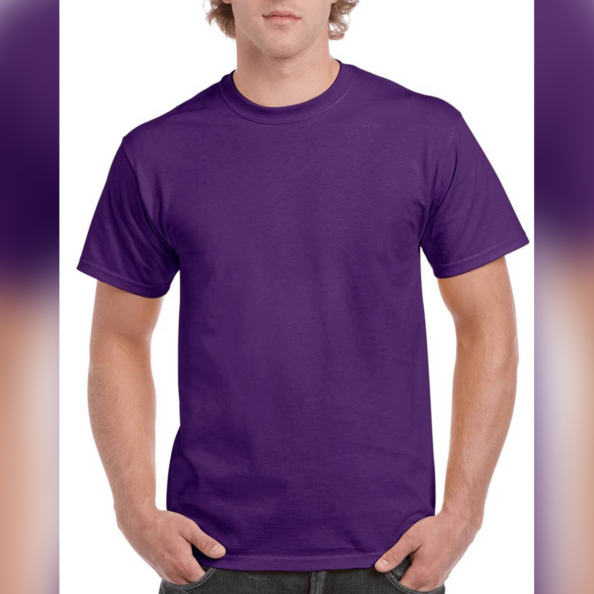 Plain Purple T shirt Short Sleeve Mens 
