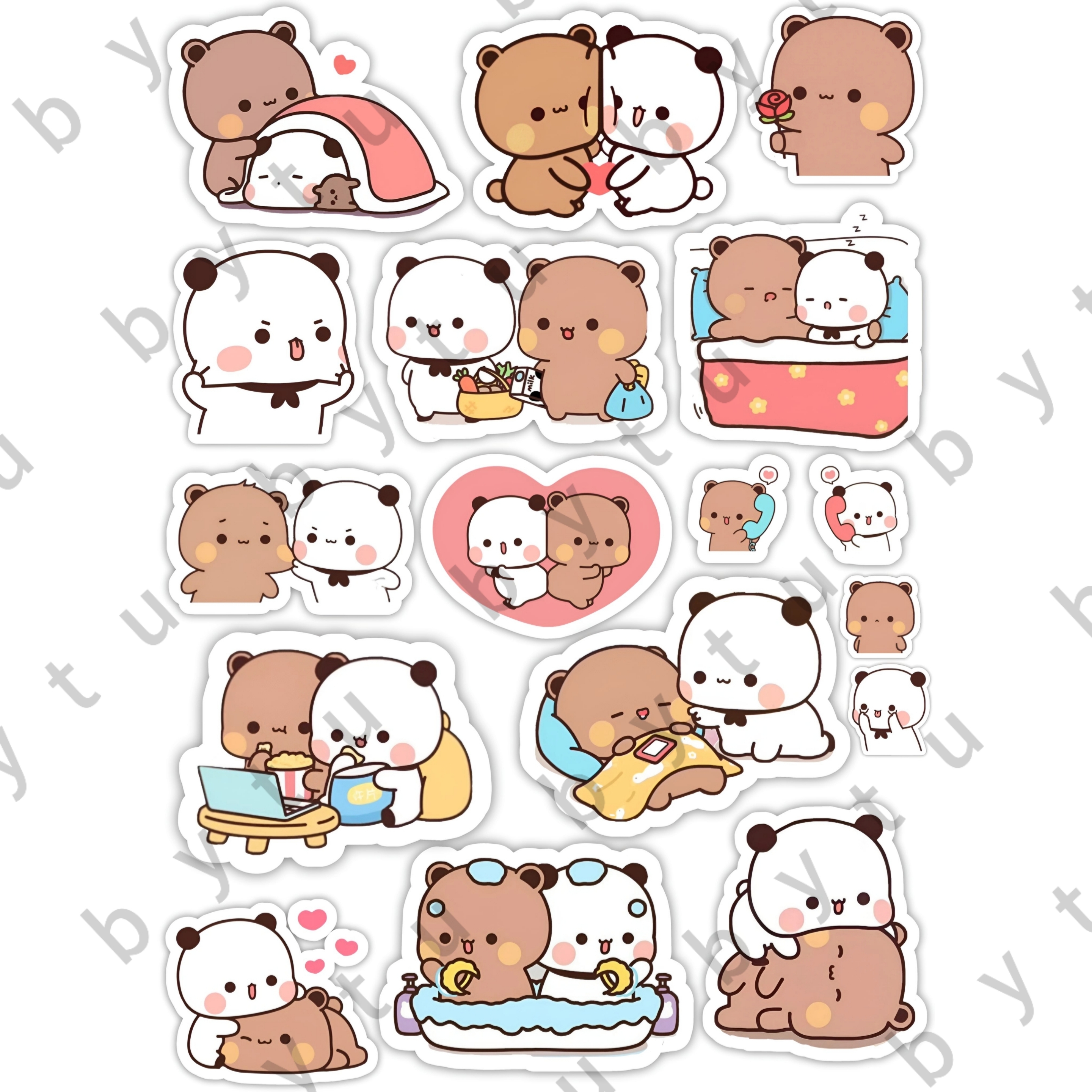 Bubu Dudu Cute Stickers (UNCUT A6 SIZE) Bookmarks Birthday Celebration Stickers Poster Cards Acrylic Keychain for Girls Kids Journal Scrapbook Phone Cover Laptop Notebook DIY Crafts