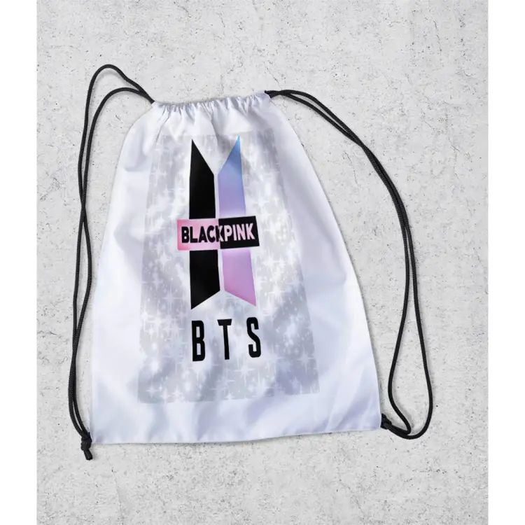 Black pink shop drawstring bag