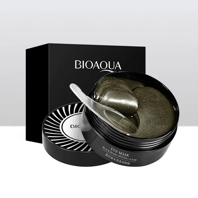 BIOAQUA/GEGEMOON Black Pearl Peptide Moisturize Eye Mask Patches Hydrogel Under Eye Patches For Dark Circles, Deep Hydration & Anti-Puffiness Eye Care (60 Patches)-80g