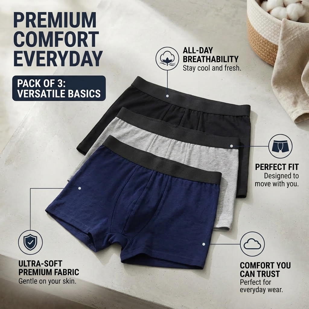 Code Boxers For Men Cotton Underwear Soft Breathable Comfortable Boxer Shorts For Men & Boys Everyday Wear