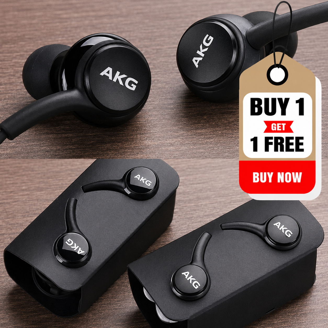 (Buy 1 Get 1 Free) AKGG EO-IG955 Universal Handsfree Earphones for Android Devices with 3.5mm Jack, Tuned by PUBG Compatible, Premium Sound Quality, Black