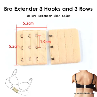 Pack of 1 Skin and Black 3 Hook Bra Extenders 3-Hooks 3-Rows