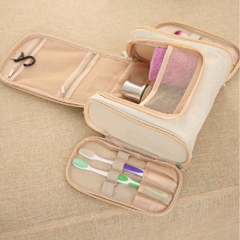 Travel Portable Cosmetic Bag 6 Color Hang Hook Folding Wash Make-Up Organizer Neceser Makeup Pouch For Women Beauty Toilet Bag