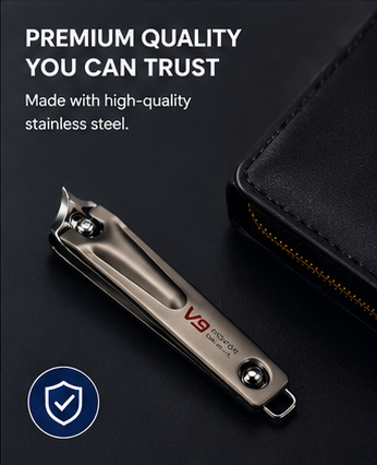 V9 Professional Stainless Steel Nail Clipper with Sharp Curved Cutting Edge | Heavy Duty Nail Cutter for Thick Nails | Ergonomic Comfortable Grip | Rust Resistant Precision Nail Trimmer for Men, Women & Seniors | Single Piece Grooming Tool
