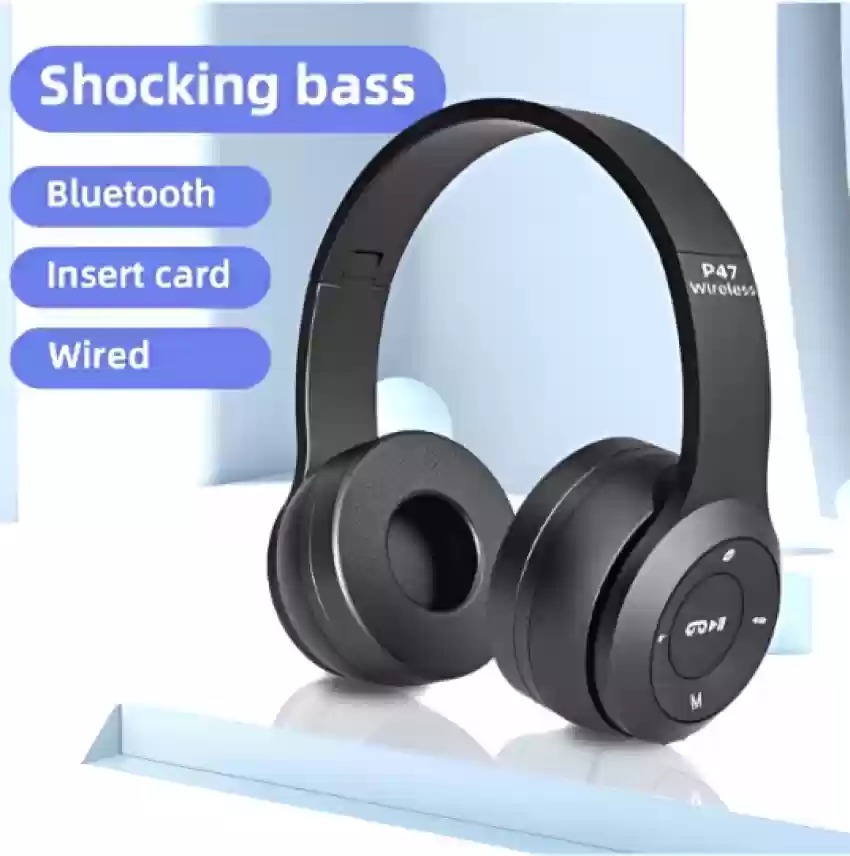 P47 Wireless Headset Bluetooth Foldable Headphone (Connect with All Smart Cell Phones / Laptops / Computer Systems)Gaming Mode