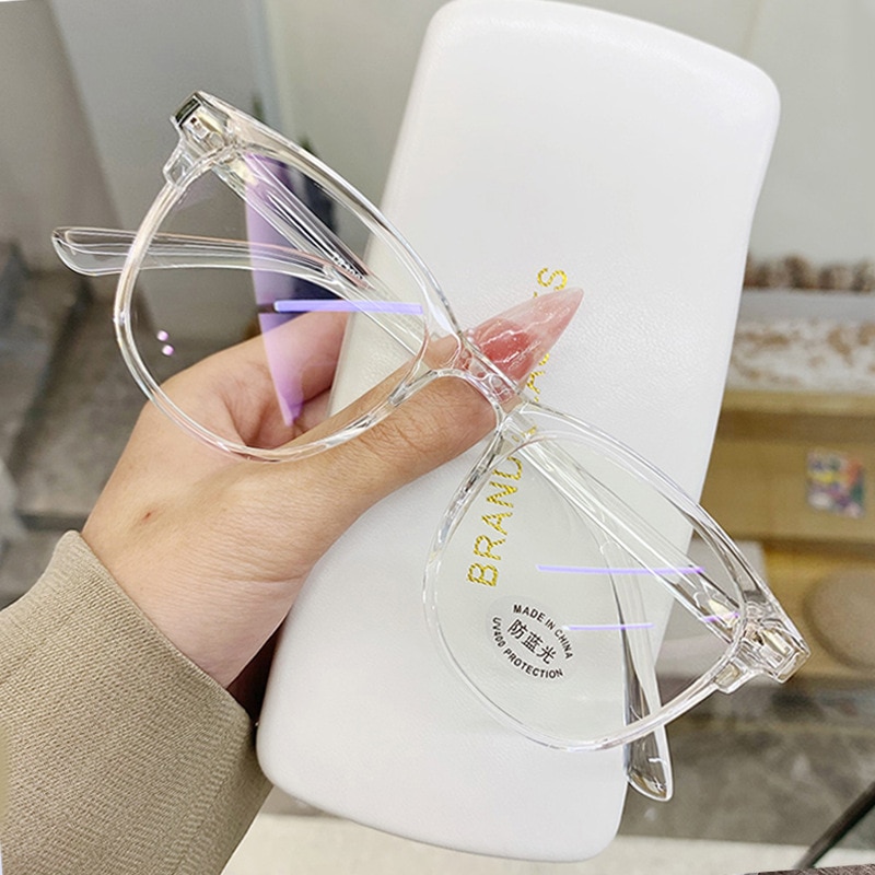 High-Grade Plastic Transparent Square Frame Glasses for Men - Clear Lens Anti-Blue Light Spectacles for Unisex Use