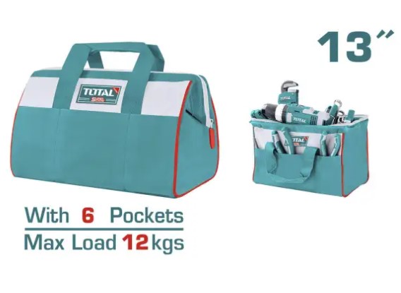 TOTAL 13" Tools Bag with 6 Pockets Outside Tools Storage & Carry Bag THT261325