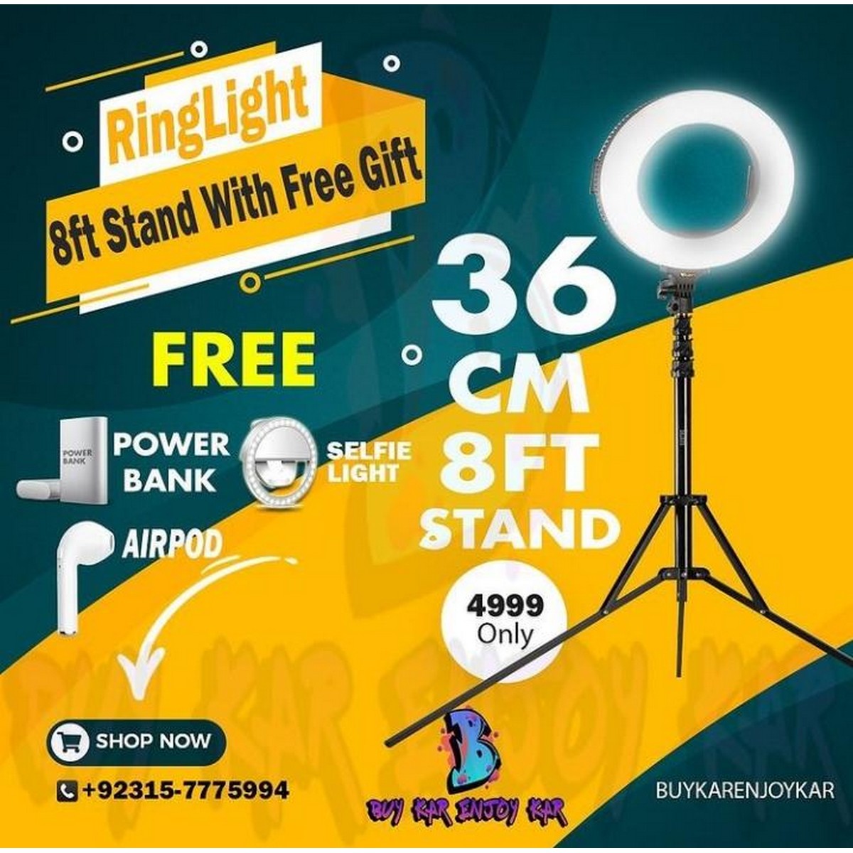 36cm Big Ring Light 8 Feet Tripod Stand With Mobile Phone Holder Dimmable Ring Light With Stand 3 Colors Shades Light With Usb Plug Remote Buy Online At Best