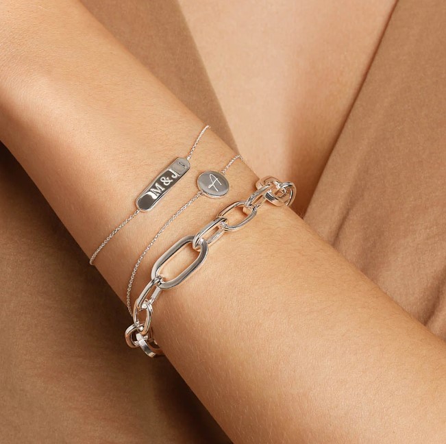 High Quality Sterling Silver Chunky Pendant Necklace For Women/Girls With Free Bracelet