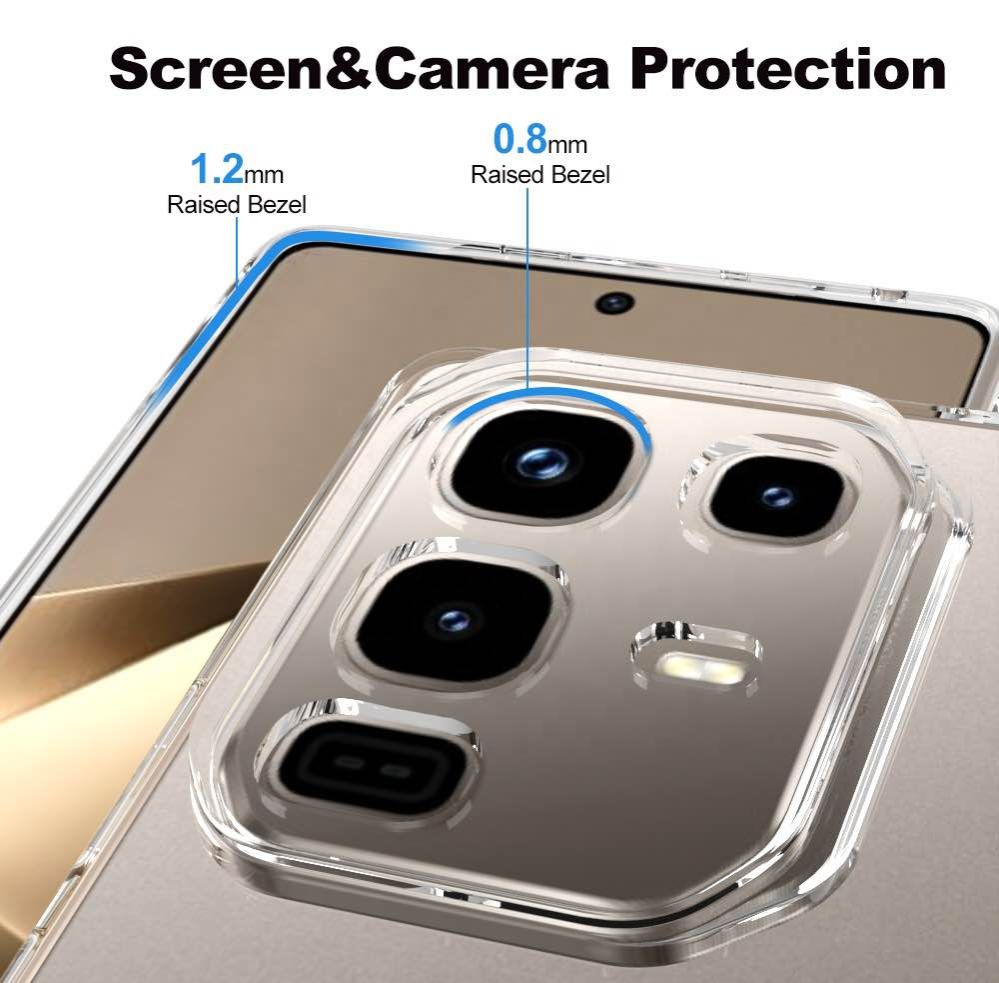 Infinix Note 50/Note 50 Pro Transparent Soft Silicone Back Cover | Shockproof Case with Anti-Dust Plug & Anti-Slip Grip | No Corner Bumper Design