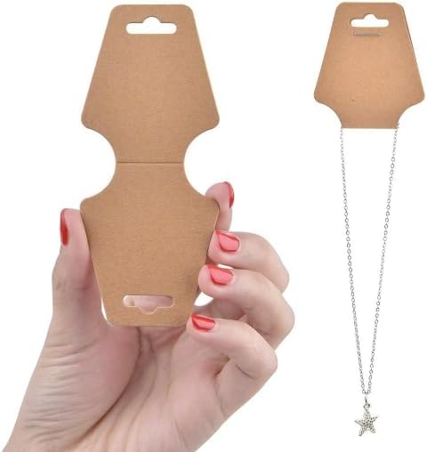 Necklace Display Cards Self Adhesive Necklace Bracelet Jewelry Hanging Blank Kraft Paper Packaging Tags