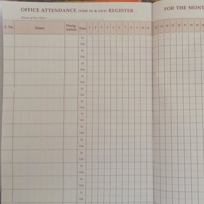Office Attendance Register Time In/out Pack Of 1 Daraz.pk