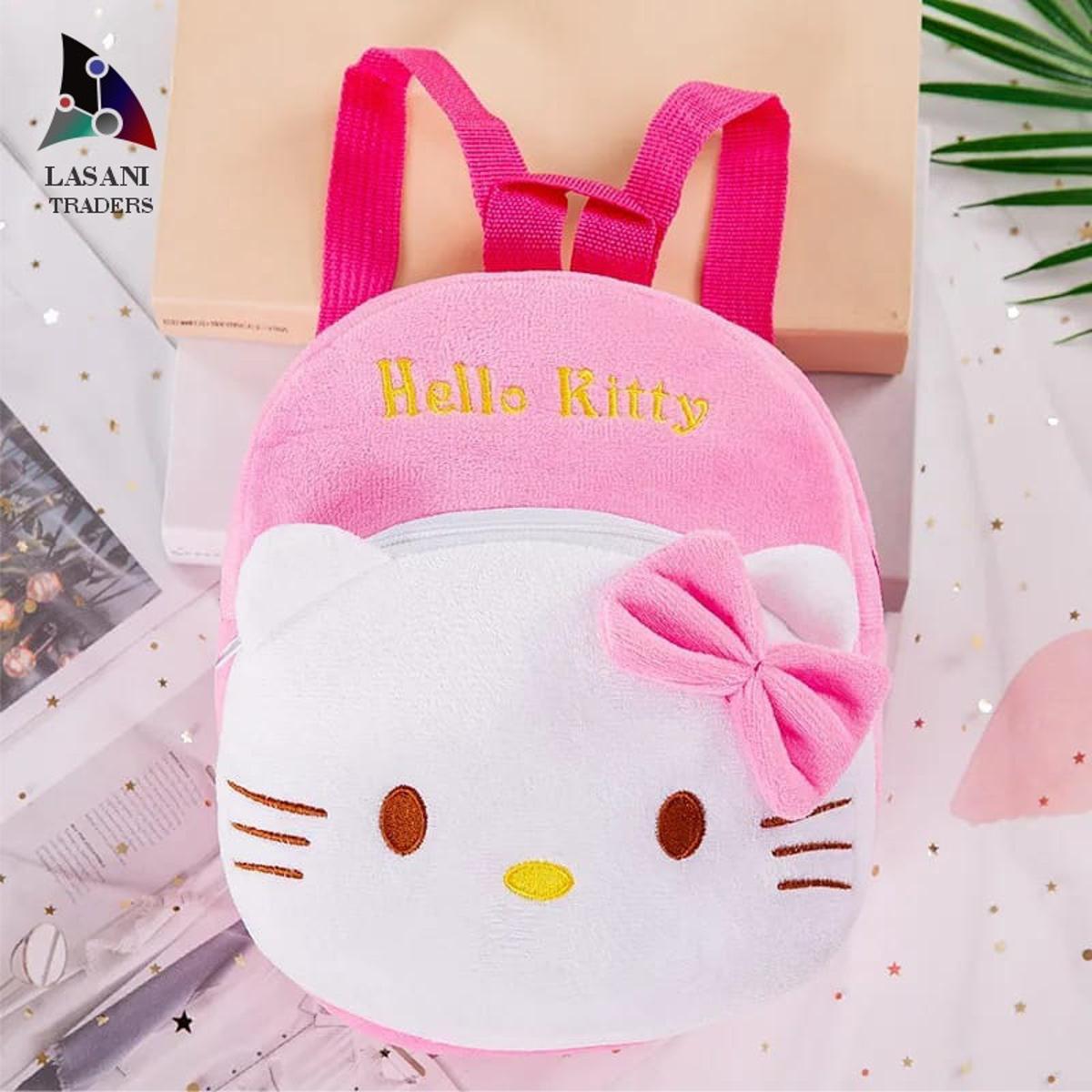 LT-03 Hello Kitty (White-Pink) Cartoon Character Backpack for Small Kids Size 9 inches Stuff Bag