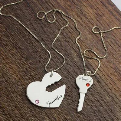 Key to my heart name pendant on sale set for couple