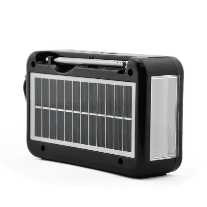 Portable Solar Rechargeable 3 Bands (FM/AM/SW) Radio with USB/TF Music player & Charging Panel Light
