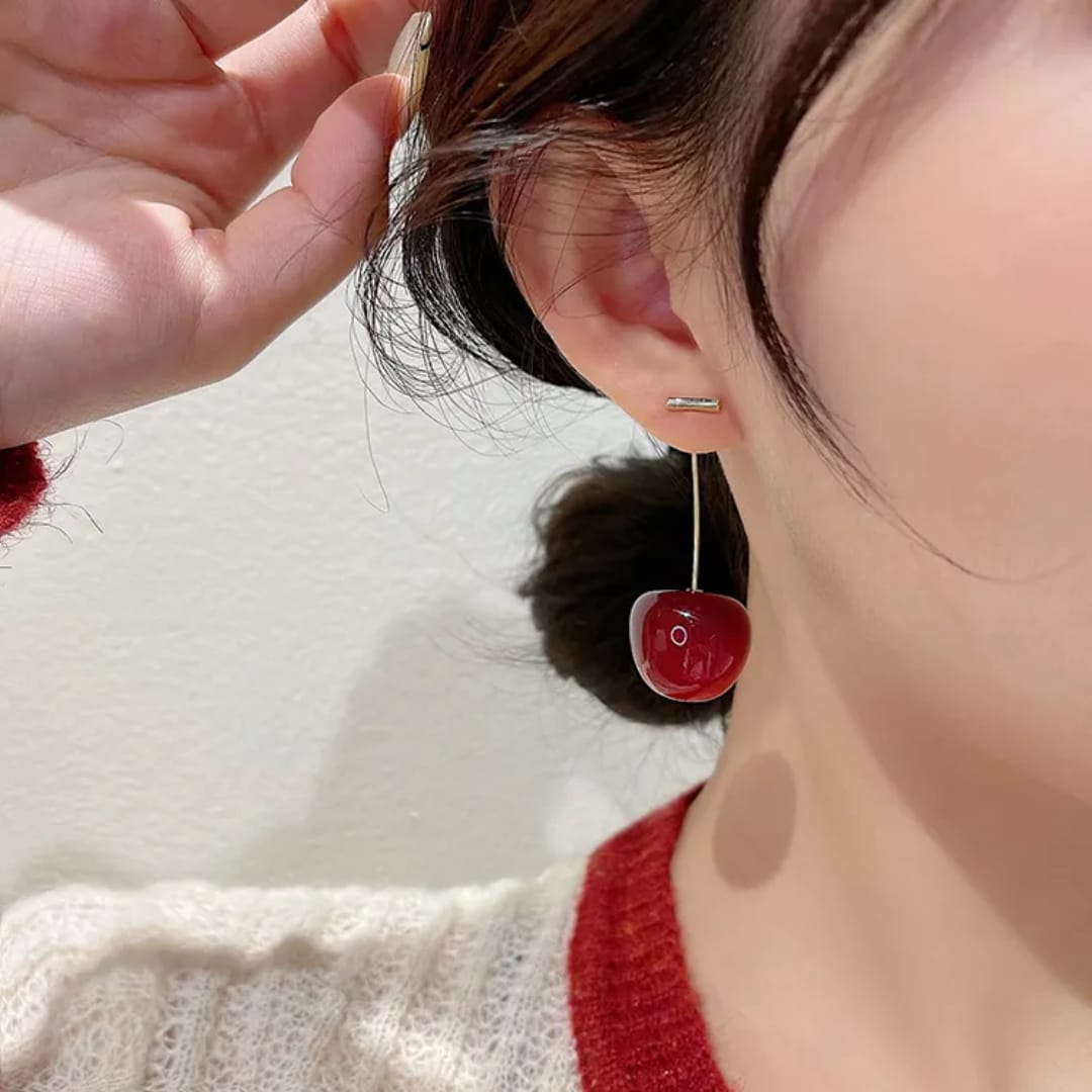 Trending Red Cherry Drop Earrings And Mix Designs