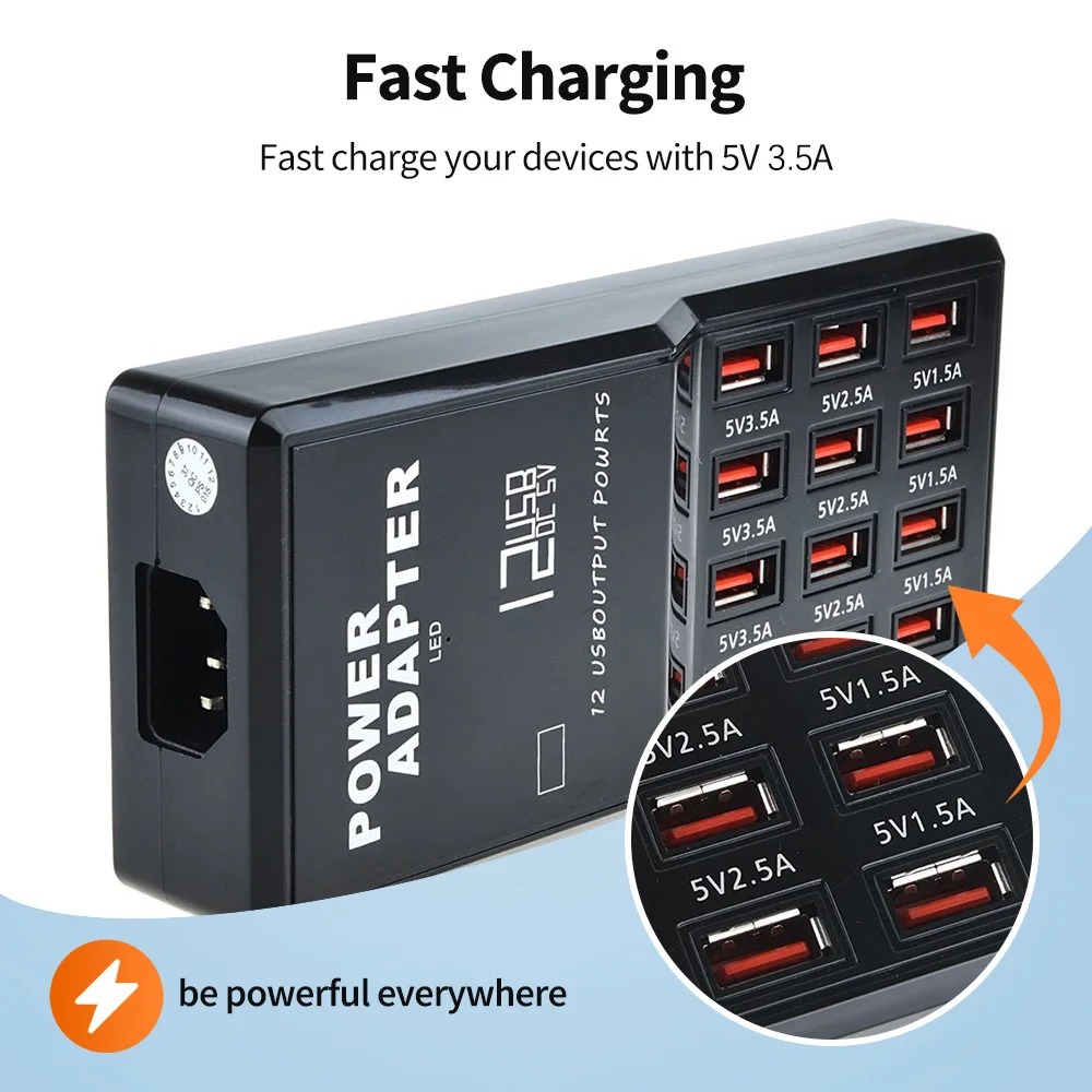 USB FAST CHARGER 12 PORT 12AMP