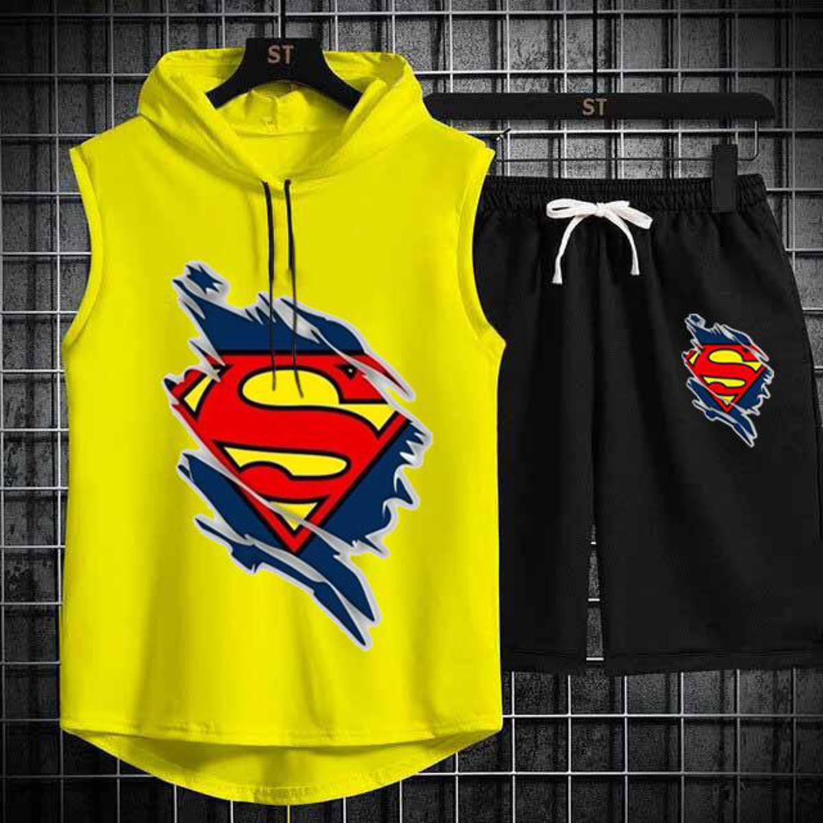 Men Hoodid Casual Printed Sports vest Male loose Sleeveless summer Track Suit