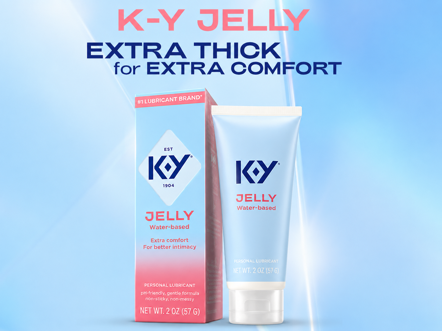 Original K-Y Jelly Water Based Personal Lubricant 57g | KY Jelly Lubricant Gel | Non-Sticky pH Friendly | Compatible with Latex Condoms