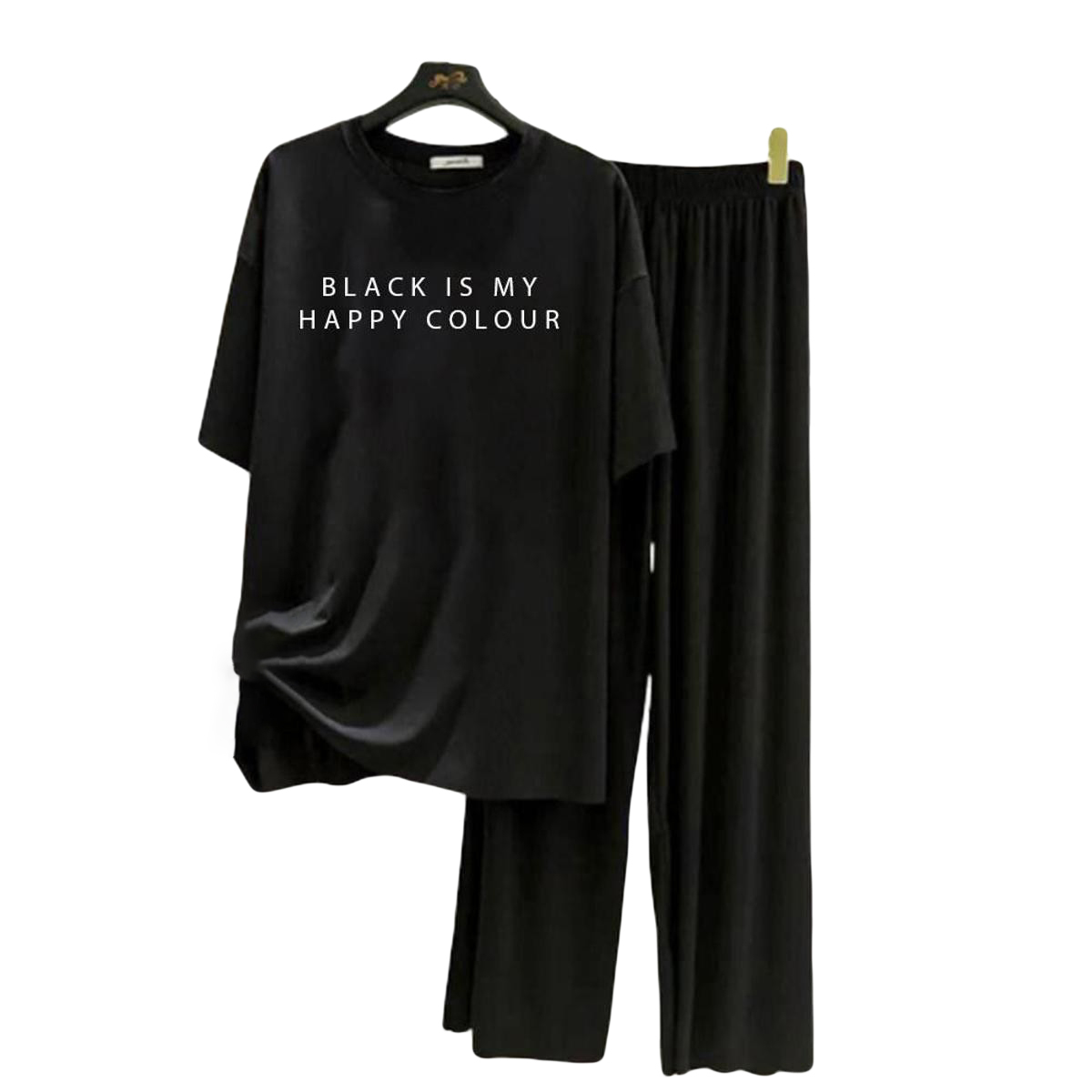Black Is My Happy Colour Printed Night Suit For Men And Women Good For Night Wear